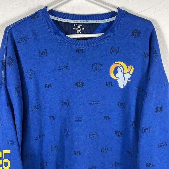 🔥🏈 LOS ANGELES RAMS x TOMMY HILFIGER Colab CREWNECK Sweatshirt Men Sz XL - EUC - Picture 2 of 9
